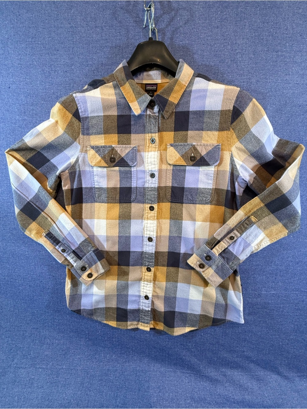 Patagonia Women's Plaid Button-Down Shirt in Yellow, Blue & Gray